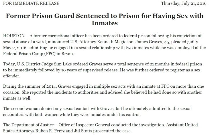 Former Bryan Federal Prison Guard Sentenced For Sex With Inmates - WTAW ...