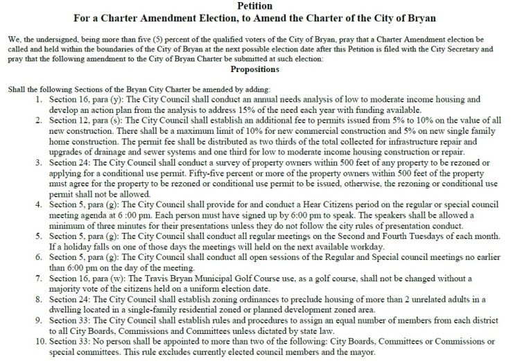 Bryan Citizens Circulating Petitions For Additional City Charter ...