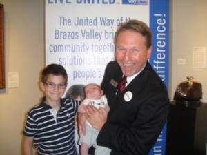 Courtesy photo of UWBV President/CEO Andy Martin with friends of the United Way (L-R) Major Wyatt and Eli Prince.