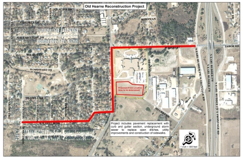 Courtesy the City of Bryan, the red line is the street rebuilding project.