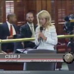 Screen shot of Senator Wendy Davis from the Texas Senate web stream.