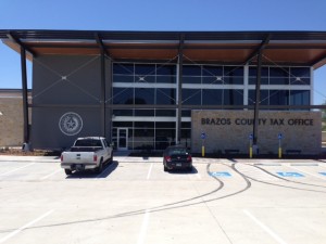 Front of the Brazos County tax office, April 29 2015.