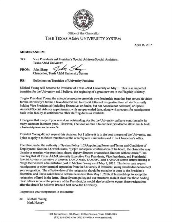 A&M System Chancellor Calls For Flagship VP's Resignations - WTAW ...