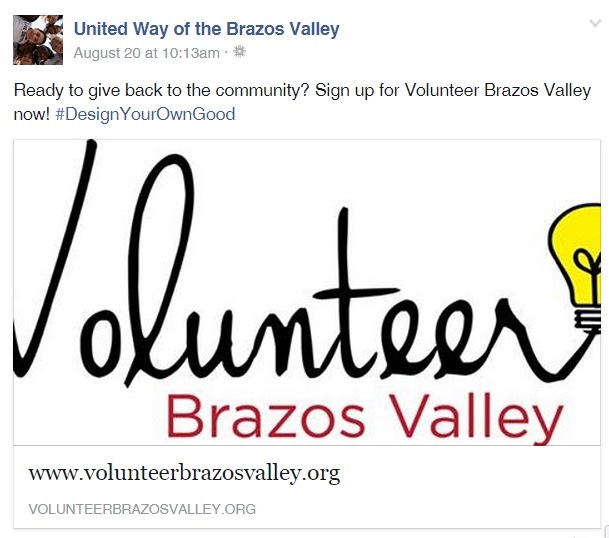 Screen shot from the United Way of the Brazos Valley Facebook page.