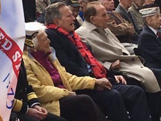 Bob Dole with Barbara and George H.W. Bush at the Bush Library's program on the 75th anniversary of the Pearl Harbor attack, December 7 2016.