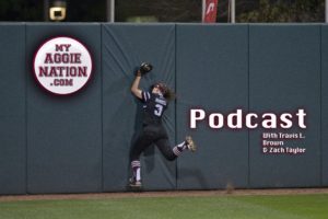 Erica Russel (3) makes a catch Feb. 10, 2017, during a game against Lamar University at the Aggie Softball Complex in College Station, Texas.