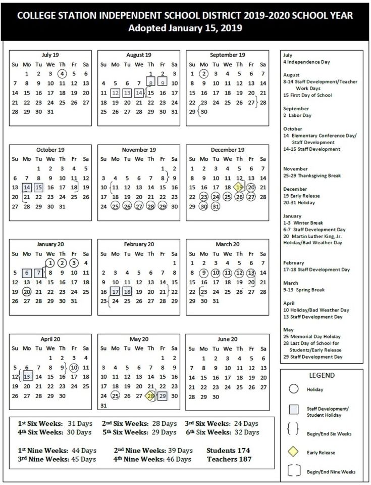 College Station School Board Approves 20192020 Calendar WTAW