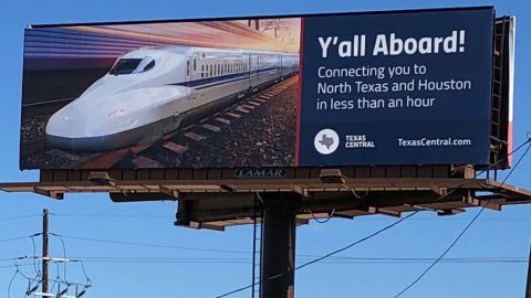 Photo taken of Texas Central billboard along Highway 30 in Grimes County, December 21, 2018.