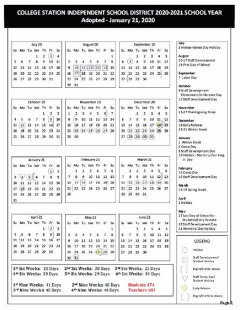 College Station School Board Adopts A 2020-2021 School Year Calendar ...