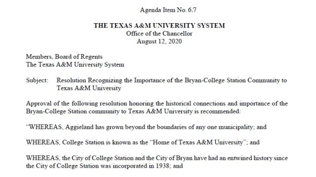 Screen shot from the August 20, 2020 Texas A&M system board of regents meeting.