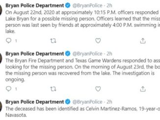 Screen shot from the Bryan police department's Twitter account.