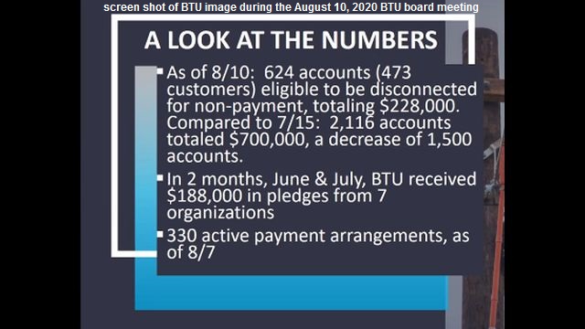 Screen shot of BTU image during the August 10, 2020 BTU board meeting.