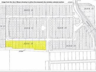 Image from the city of Bryan showing the proposed location of the city cemetery veterans burial area.