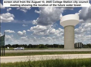 Image produced by the city of College Station showing the location of the city's new water tower.