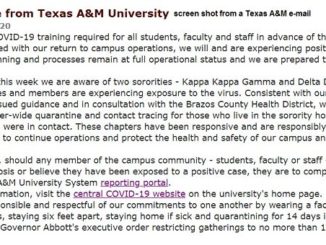 Screen shot of e-mail from Texas A&M.