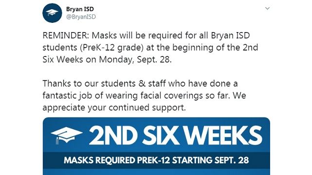 Screen shot from the Bryan ISD Twitter account.