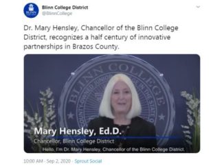 Screen shot from the Blinn College Twitter page.