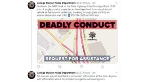 Screen shot from the College Station police department's Twitter account.