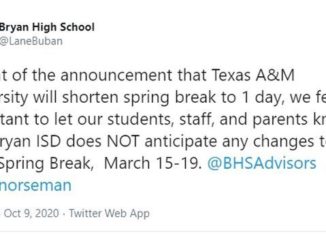 Screen shot from the Twitter account of Bryan High School principal Lane Buban.