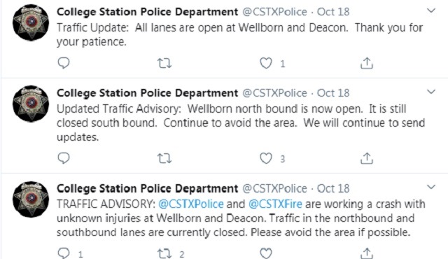 Screen shot from the College Station police department's Twitter account.