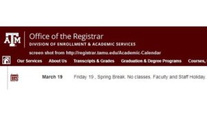 Screen shot from http://registrar.tamu.edu/Academic-Calendar