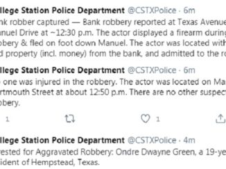 Screen shots from the College Station police department's Twitter account.