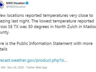 Screen shot from the @NWSHouston Twitter account.