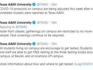 Screen shots from Texas A&M's Twitter account.