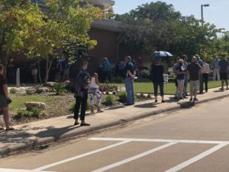 WTAW listener photo of voting outside the College Station Utilities training center, October 13 2020.