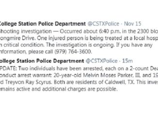 Screen shots from the College Station police department's Twitter account.