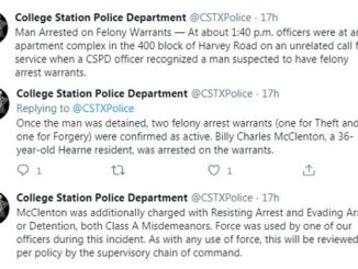 Screen shots from the College Station police department's Twitter account.