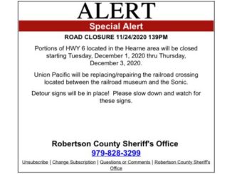 Screen shot from a Robertson County sheriff's office text message.