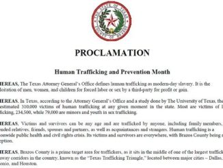 Screen shot from the proclamation issued during the January 5, 2021 Brazos County commission meeting.