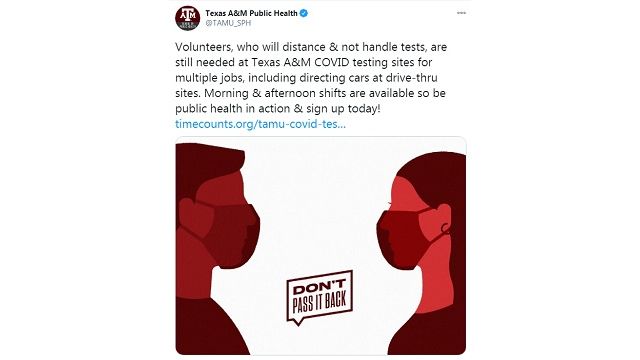 Screenshot from the Texas A&M school of public health's Twitter account.