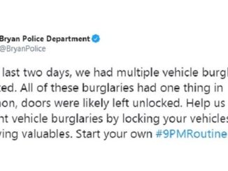 Screen shot from the Bryan police department's Twitter account.