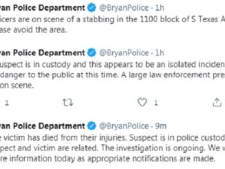 Screen shots from the Bryan police department's Twitter account.