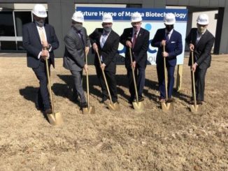 Management of Matica Biotechnology participate in their ceremonial groundbreaking in College Station, February 23 2021.