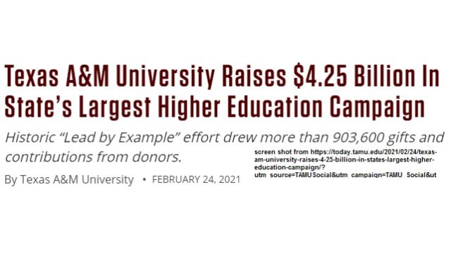 Texas A&M University Raises $4.25 Billion In State's Largest Higher  Education Campaign - Texas A&M Today