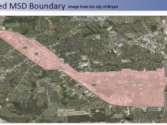 Image from the city of Bryan showing the proposed MSD area where new water wells up to 100 feet would be banned.