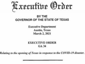 Screen shot from the online version of Governor Abbott's executive order, issued March 2, 2021.