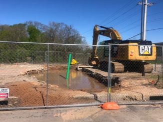 The water line break near the intersection of Barron Road and the freeway, March 19 2021.