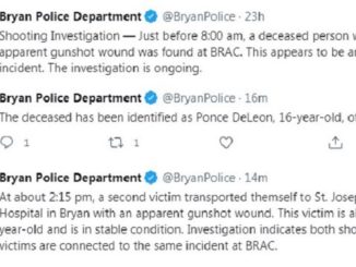 Screen shots from the Bryan police department's Facebook page.