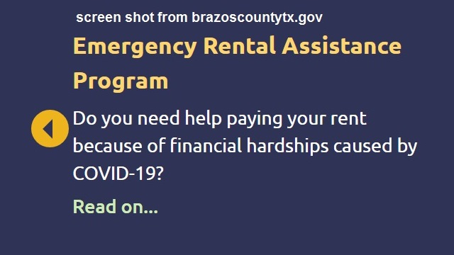 Screen shot from the home page of brazoscountytx.gov.