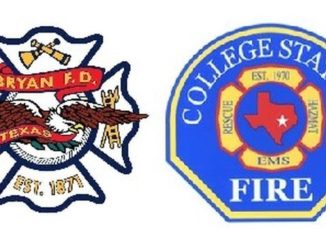 Logos from Bryan fire department and College Station fire department social media.