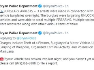 Screen shots from the Bryan police department's Twitter account.