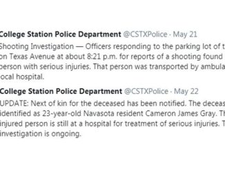 Screen shots from the College Station police department's Twitter account.