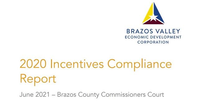 Screen shot from a document provided by the Brazos Valley Economic Development Corporation.