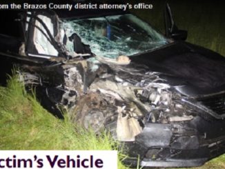 Image from the Brazos County district attorney's office of the victim's car following a May 2019 crash involving a drunk driver.