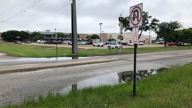 No U-turn sign next to A&M Consolidated High School, June 4, 2021.