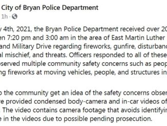 Screen shot from the Bryan police department's Facebook page.